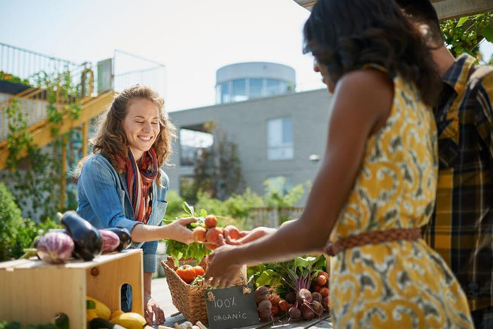 exchange at a farmers market